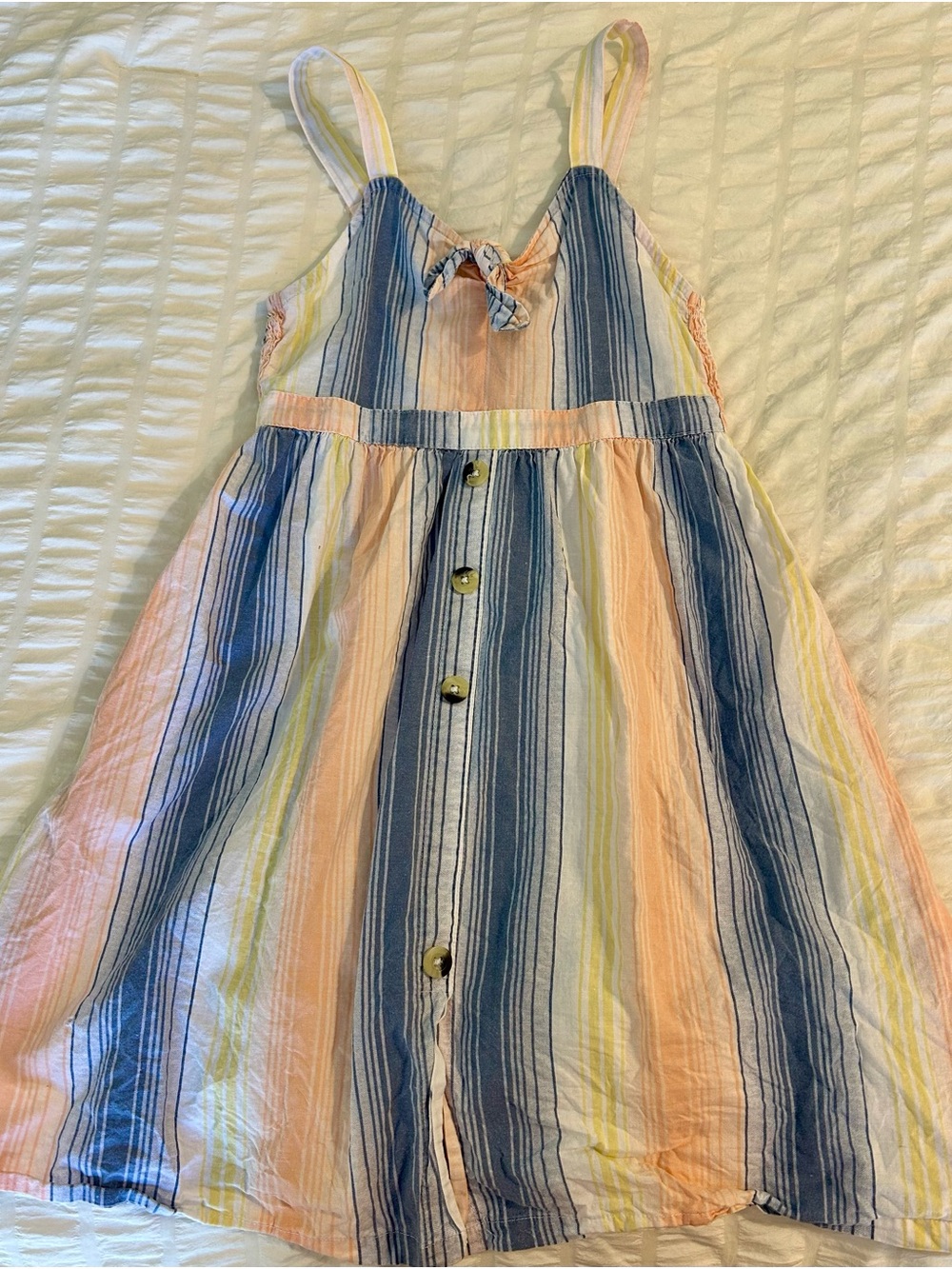 Jessica Simpson Girls Striped Sundress in Blue, Peach, Yellow, White